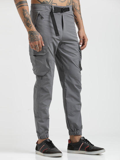 Cargo Joggers with Multi-Pocket Design Grey
