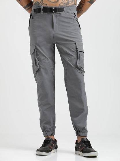 Cargo Joggers with Multi-Pocket Design Grey