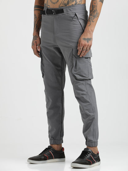 Cargo Joggers with Multi-Pocket Design Grey