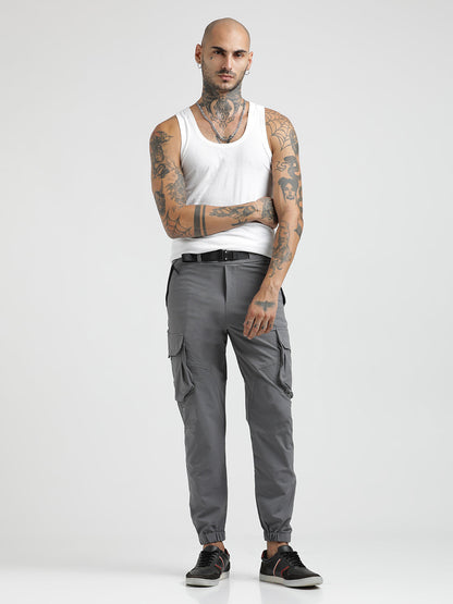 Cargo Joggers with Multi-Pocket Design Grey