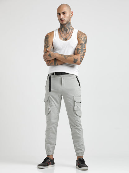 Cargo Joggers with Multi-Pocket Design Lt grey