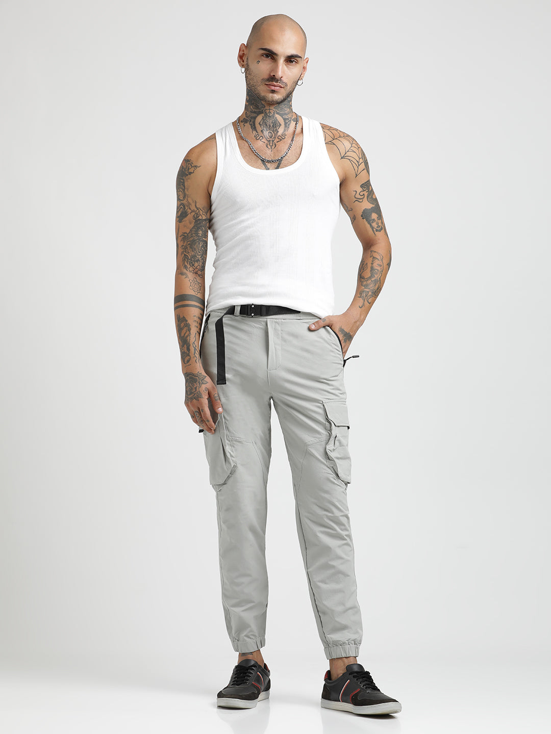 Cargo Joggers with Multi-Pocket Design Lt grey