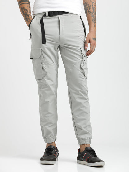 Cargo Joggers with Multi-Pocket Design Lt grey
