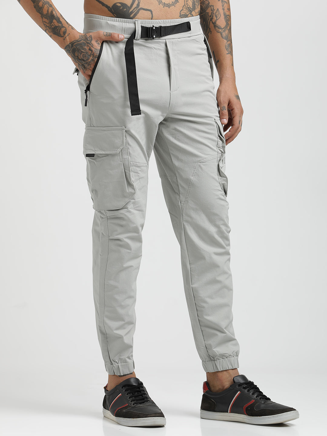 Cargo Joggers with Multi-Pocket Design Lt grey