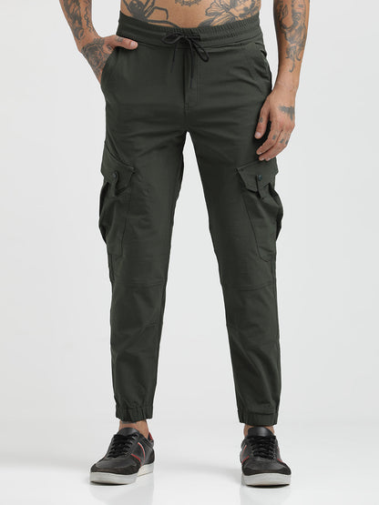 Utility Trousers with Elastic Edges Green