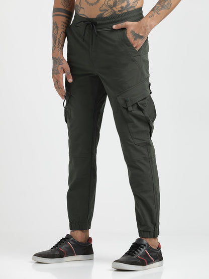 Utility Trousers with Elastic Edges Green
