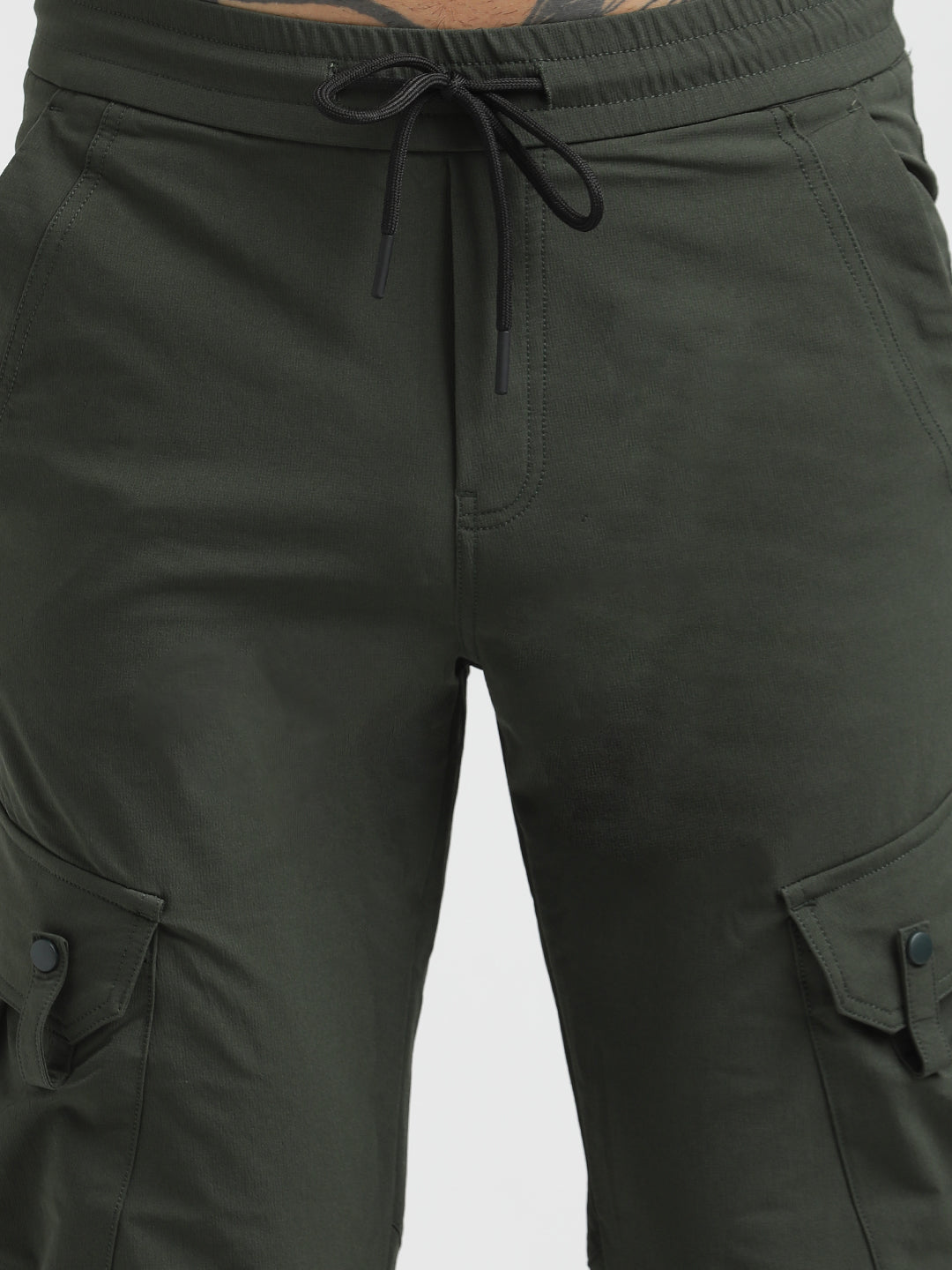 Utility Trousers with Elastic Edges Green