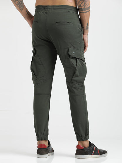 Utility Trousers with Elastic Edges Green