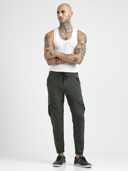 Utility Trousers with Elastic Edges Green