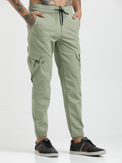 Utility Trousers with Elastic Edges Lt green