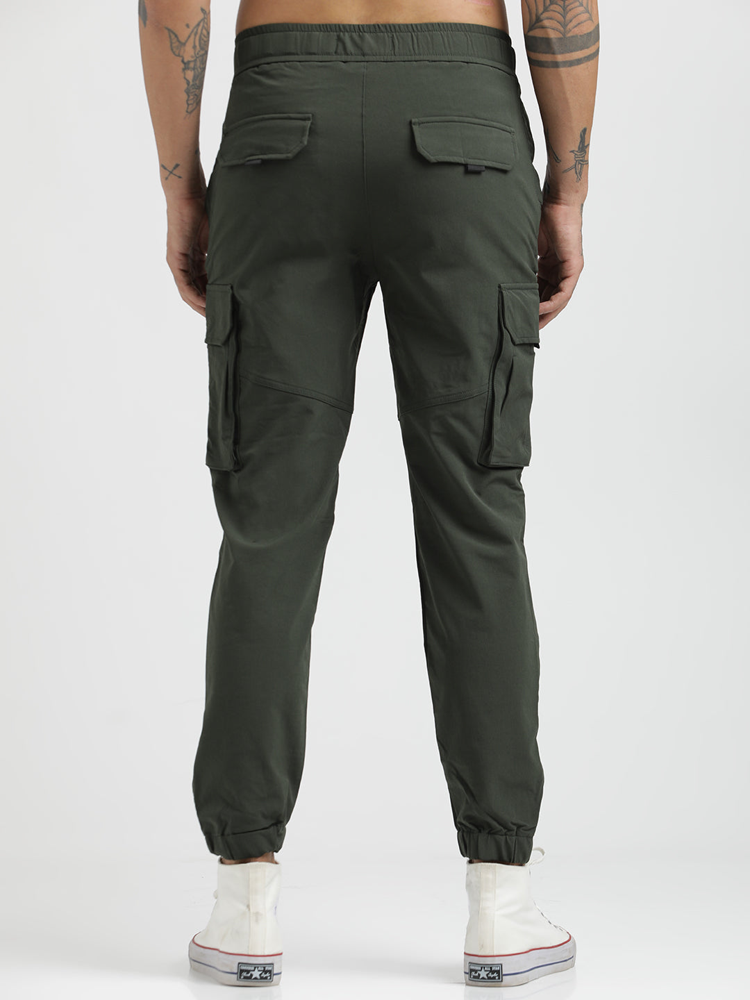 Cargo Joggers with Multi-Pocket Design Green
