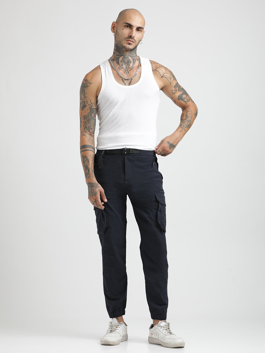 Cargo Joggers with Multi-Pocket Design Navy