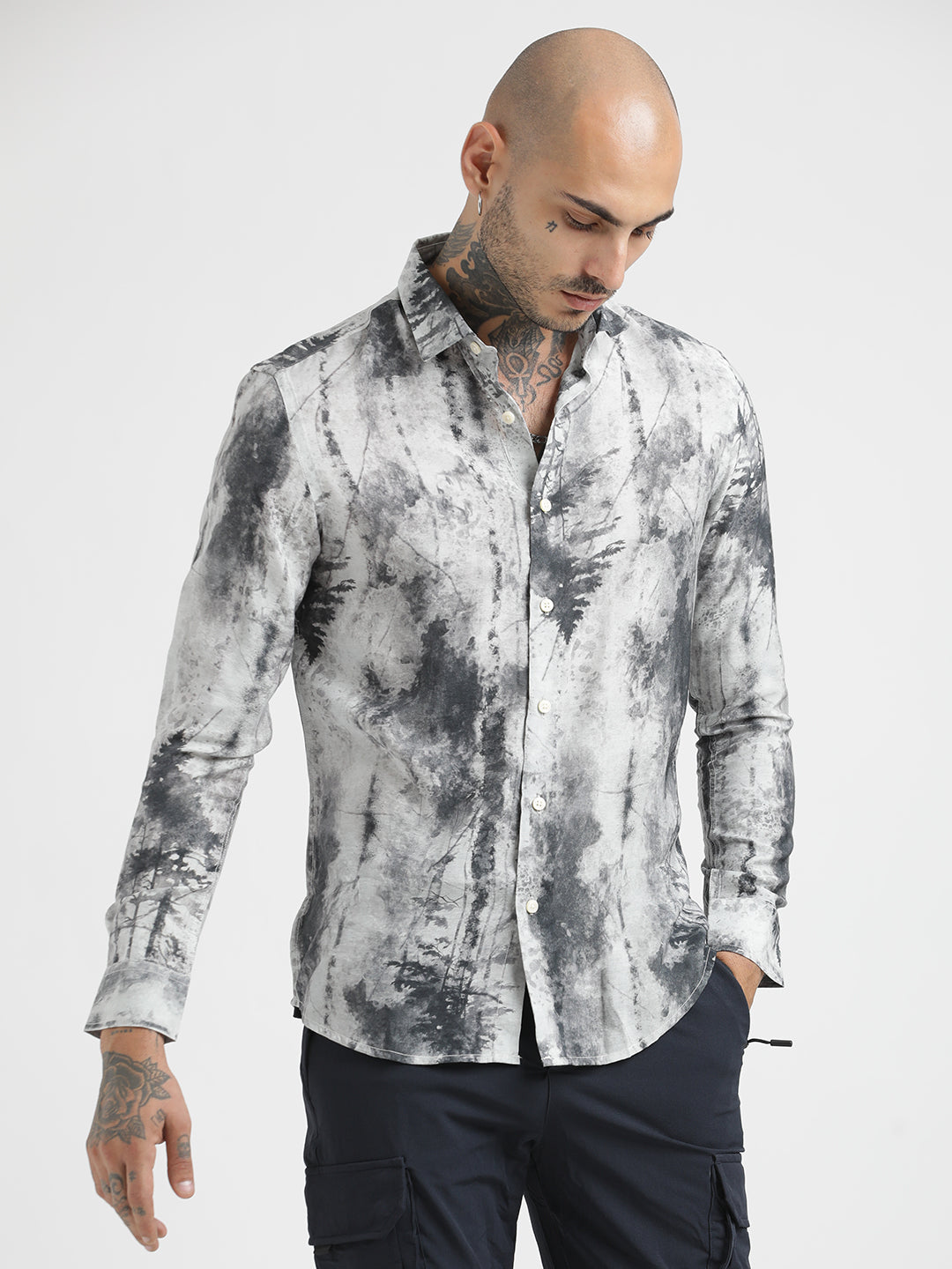 Slim Fit Nylon Shirt DK Grey