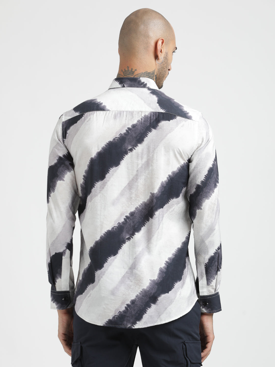 Nylon Digital Print Shirt White