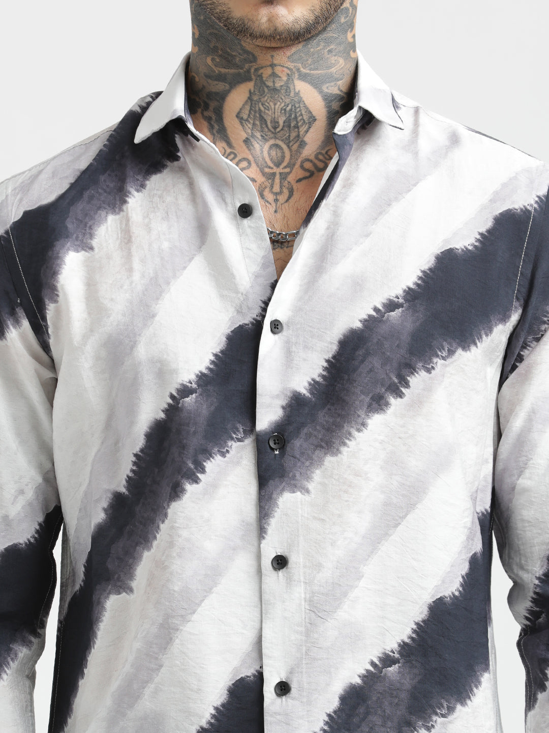 Nylon Digital Print Shirt White