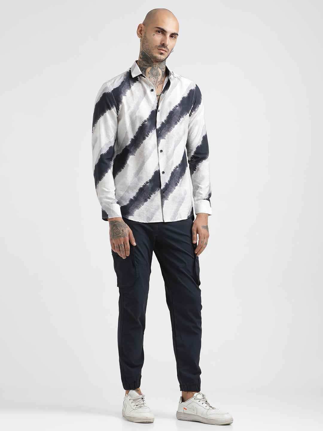 Nylon Digital Print Shirt White