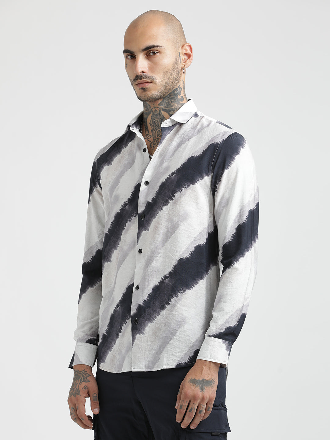 Nylon Digital Print Shirt White