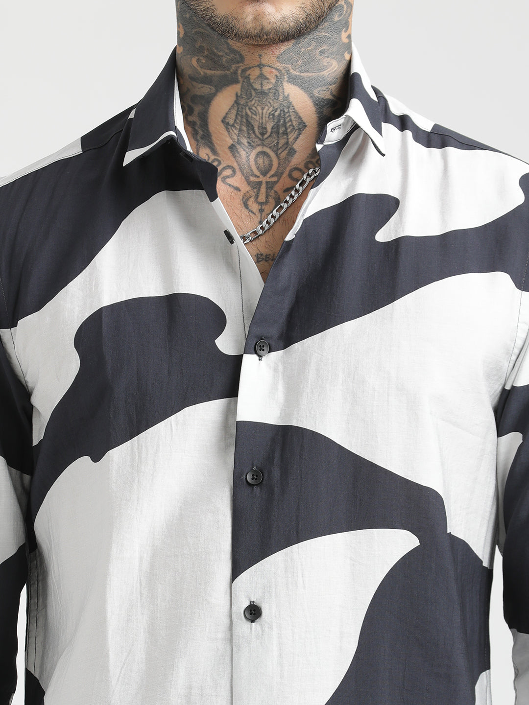 Nylon Digital Print Shirt Black