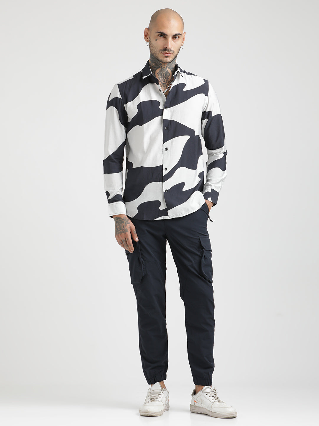 Nylon Digital Print Shirt Black