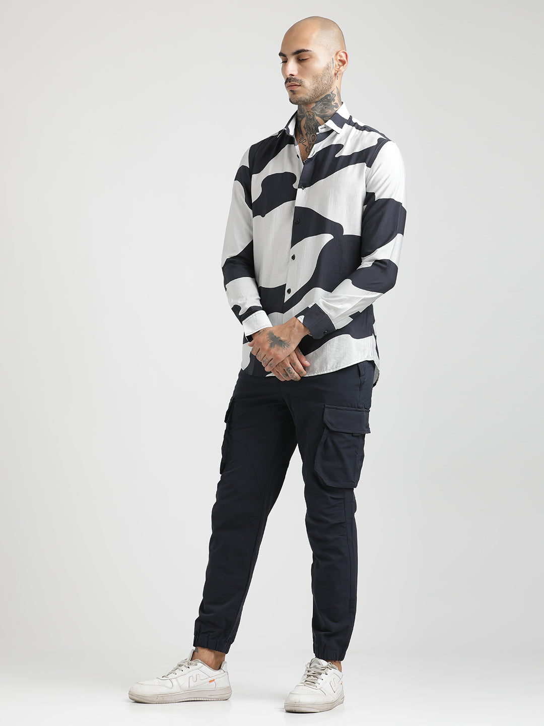 Nylon Digital Print Shirt Black