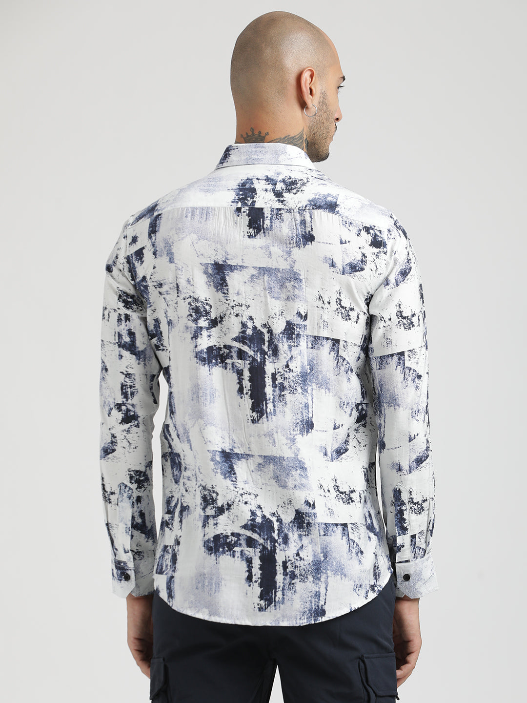 Nylon Digital Print Shirt Navy