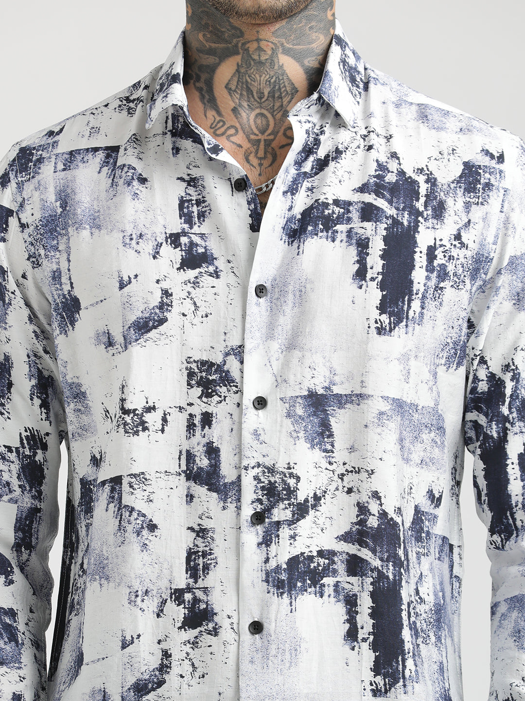 Nylon Digital Print Shirt Navy