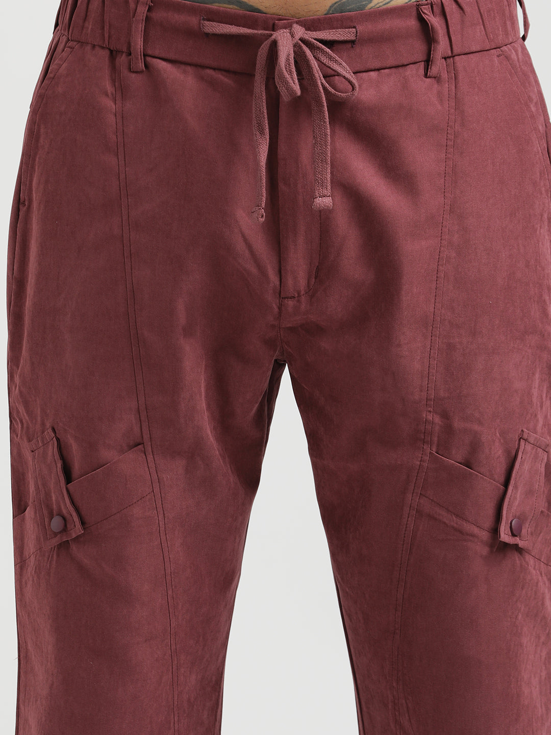 Velvet Cargo Trousers Maroon