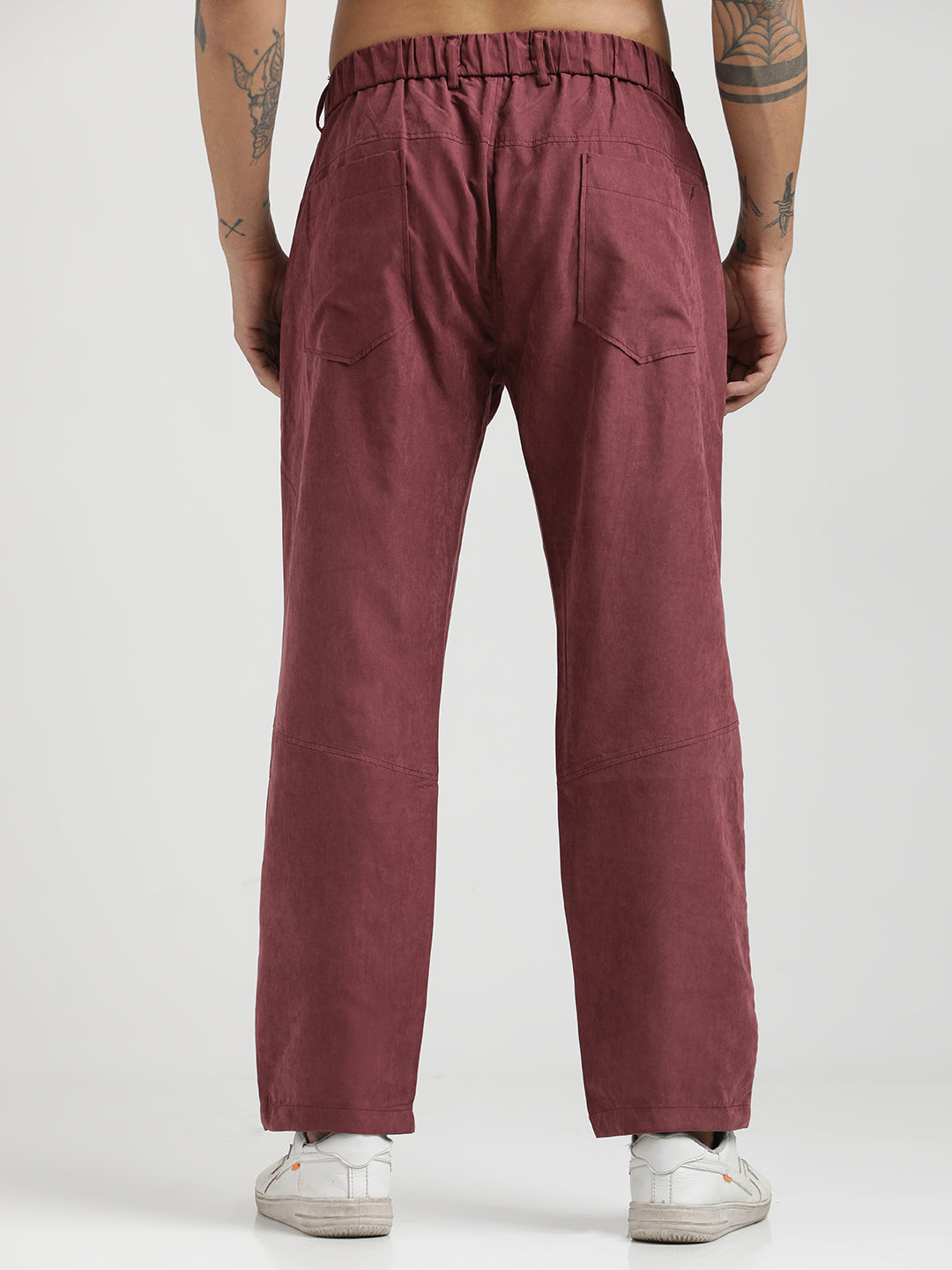 Velvet Cargo Trousers Maroon