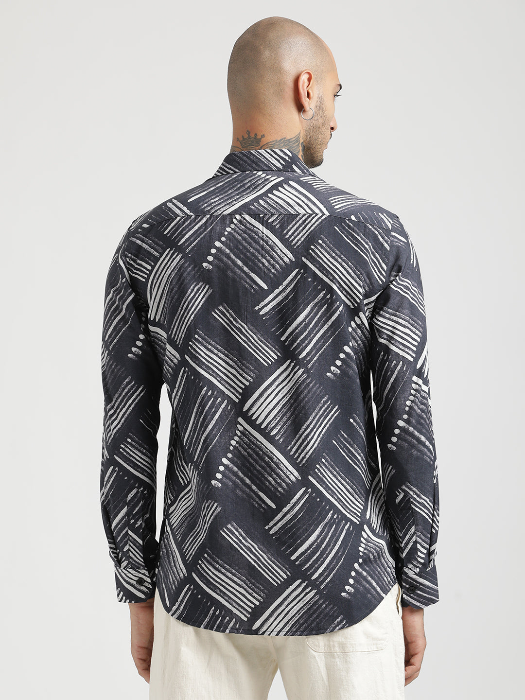 Nylon Digital Print Shirt Black