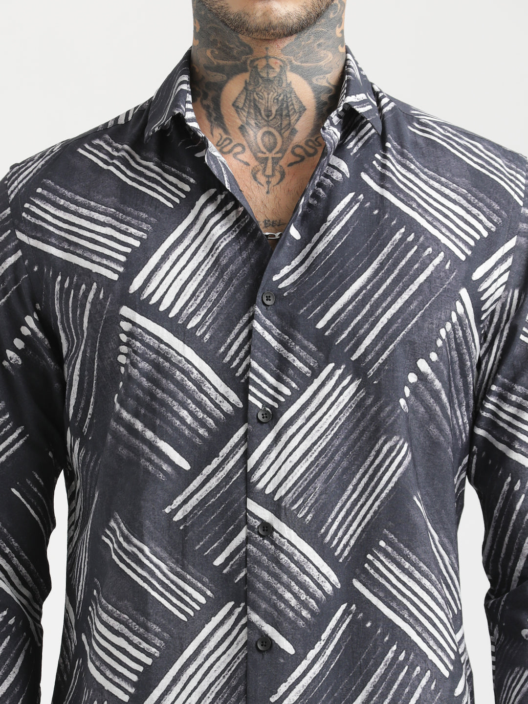 Nylon Digital Print Shirt Black