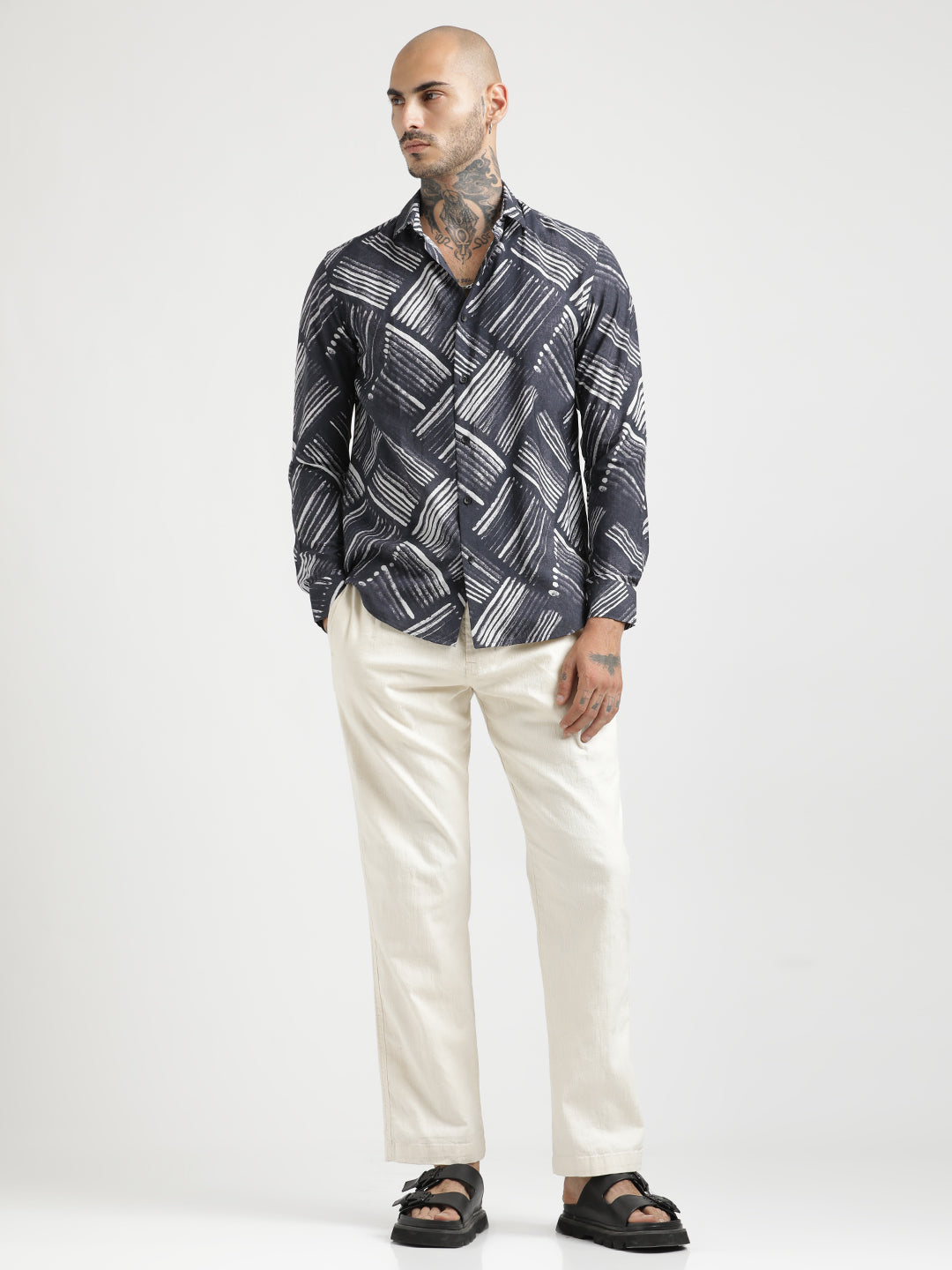 Nylon Digital Print Shirt Black