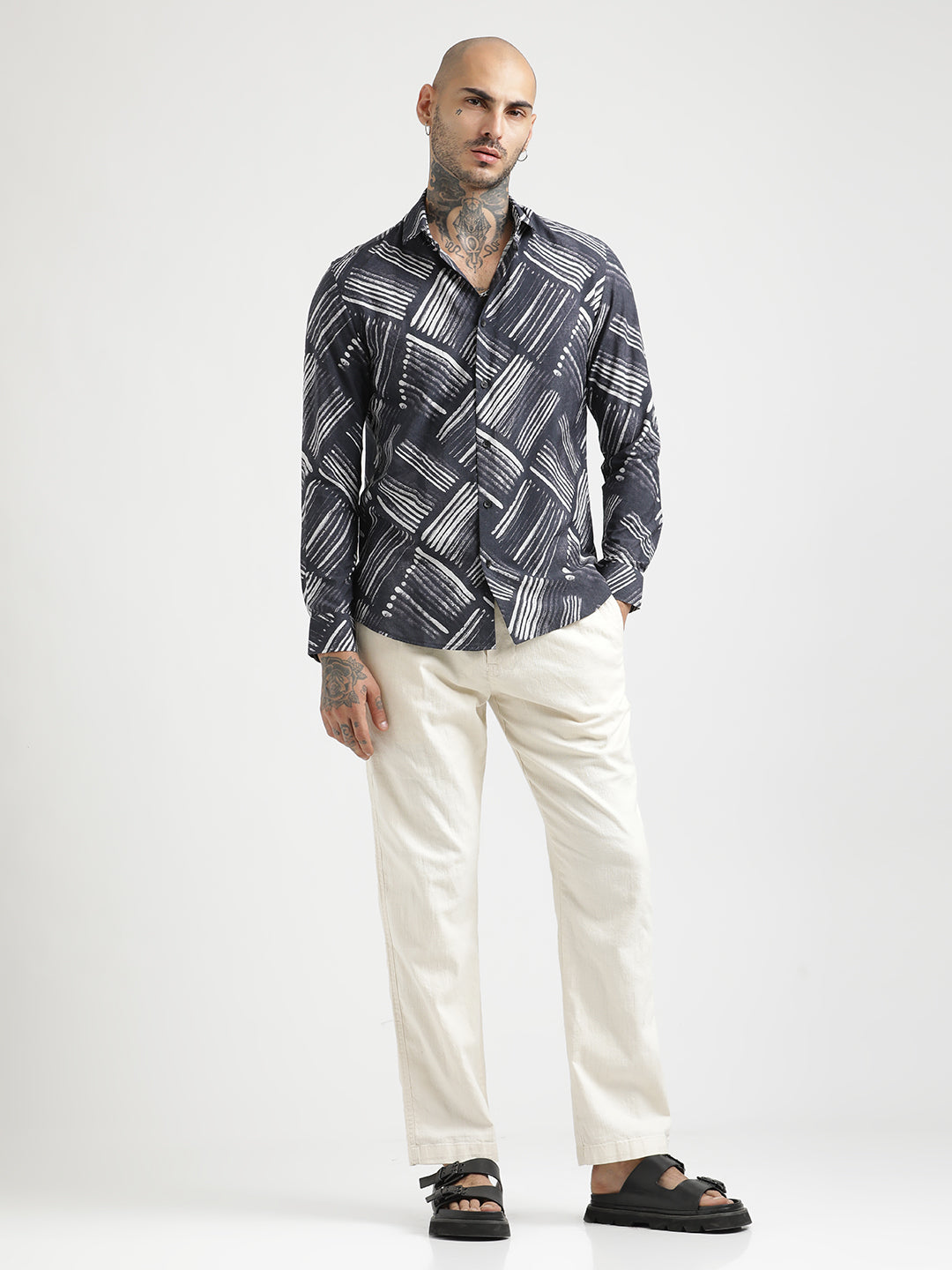 Nylon Digital Print Shirt Black