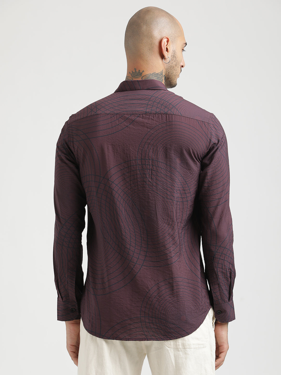 Nylon Digital Print Shirt Maroon
