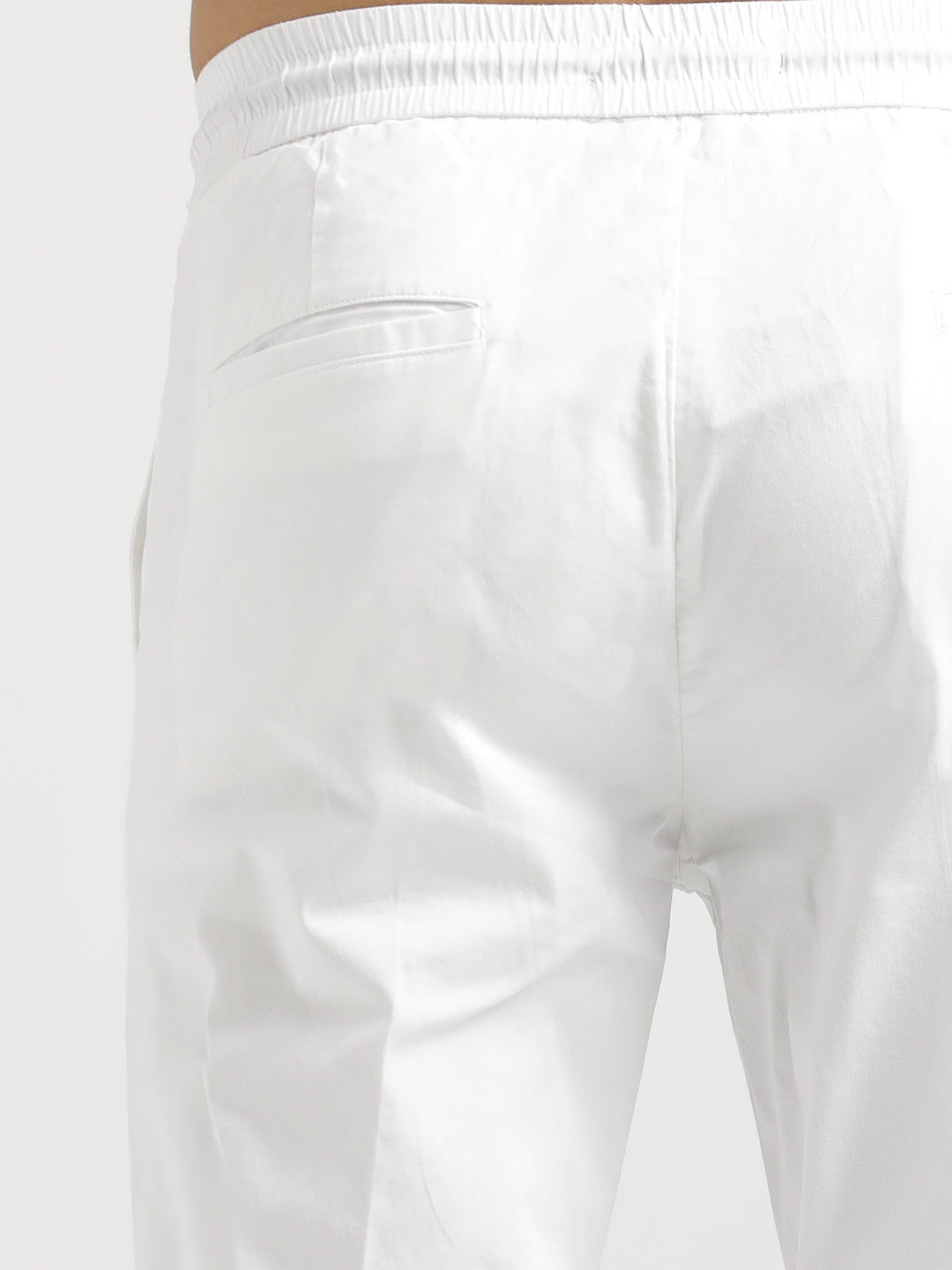 Cotton Drawstring Trousers with Pockets White