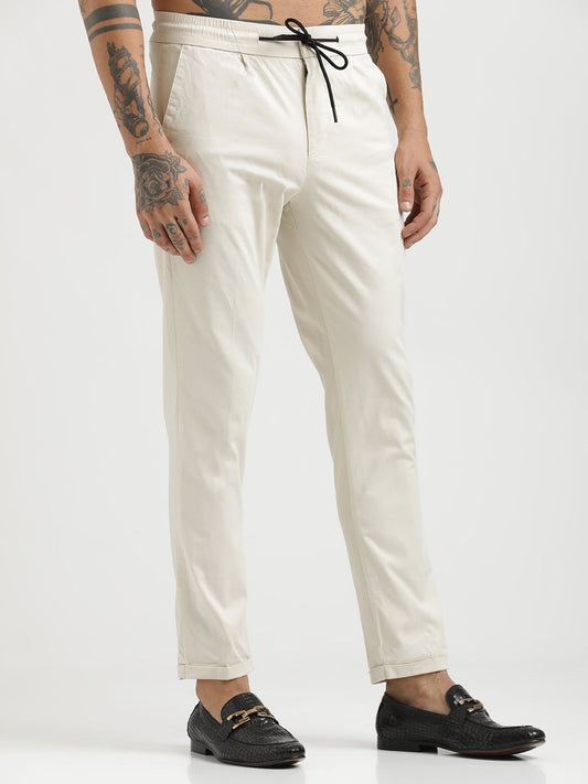 Cotton Drawstring Trousers with Pockets Cream