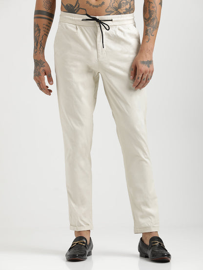 Cotton Drawstring Trousers with Pockets Cream