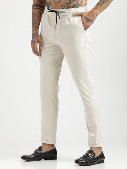 Cotton Drawstring Trousers with Pockets Cream