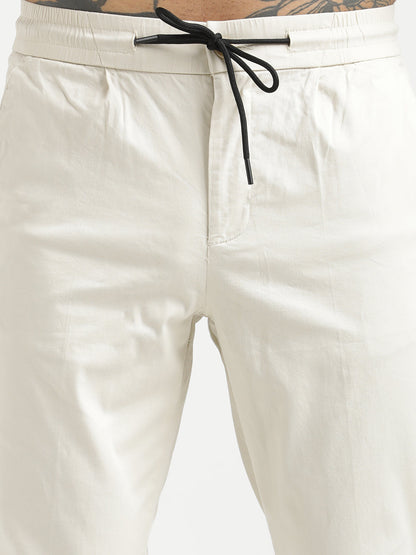 Cotton Drawstring Trousers with Pockets Cream