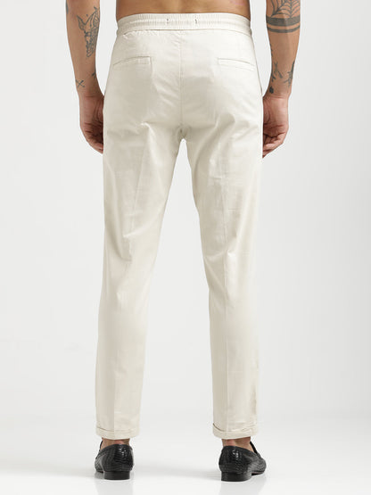 Cotton Drawstring Trousers with Pockets Cream