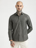 Textured Poly Shirt with Structured Finish Green