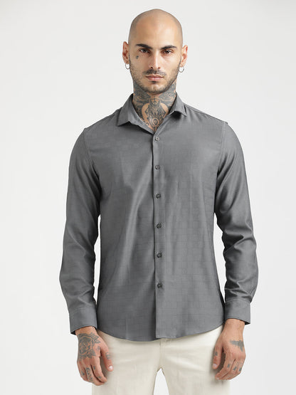Textured Poly Shirt with Structured Finish Grey