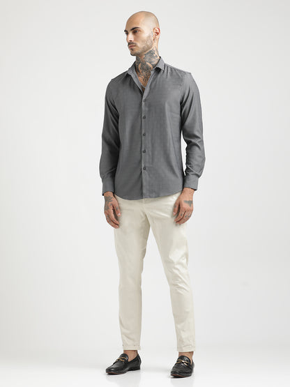 Textured Poly Shirt with Structured Finish Grey