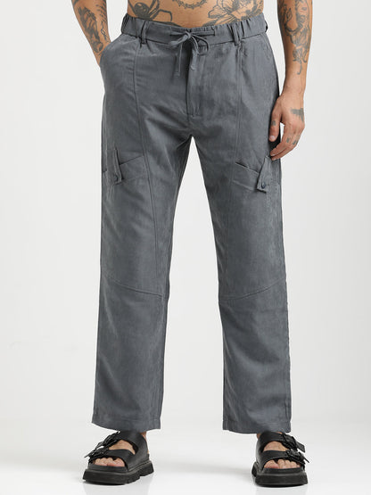 Velvet Cargo Trousers Grey