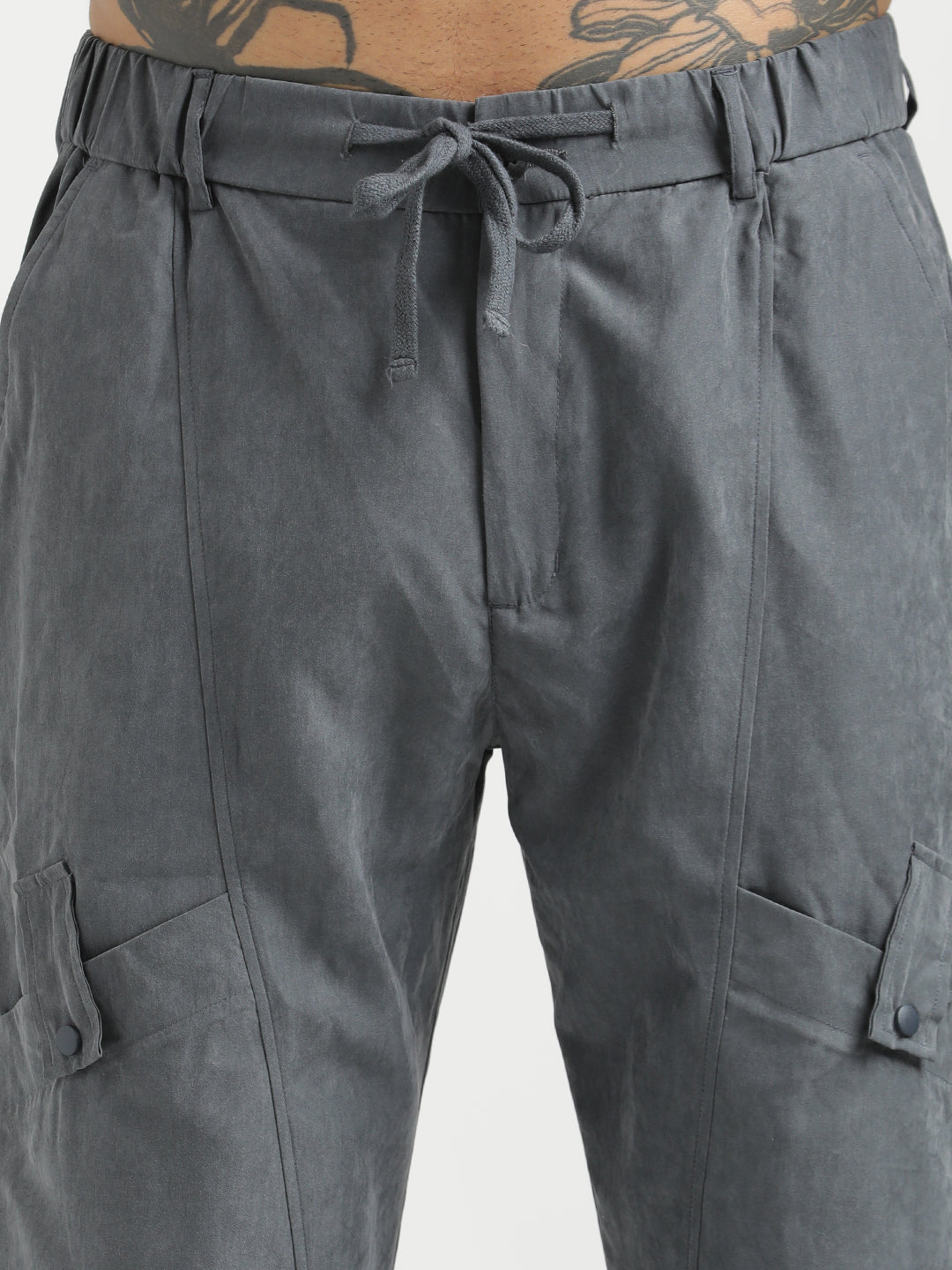 Velvet Cargo Trousers Grey
