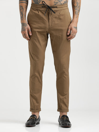 Cotton Drawstring Trousers with Pockets Khaki
