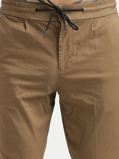Cotton Drawstring Trousers with Pockets Khaki