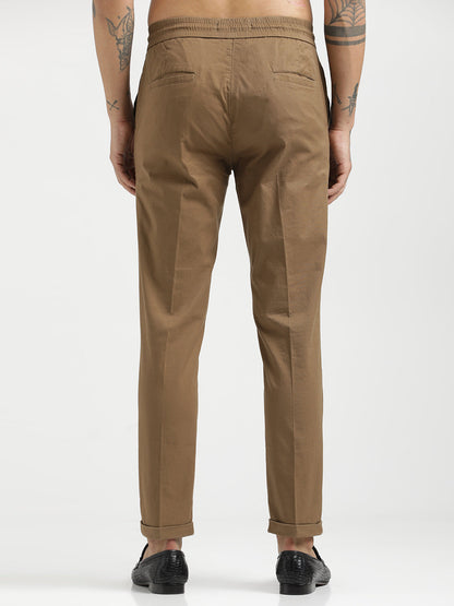 Cotton Drawstring Trousers with Pockets Khaki