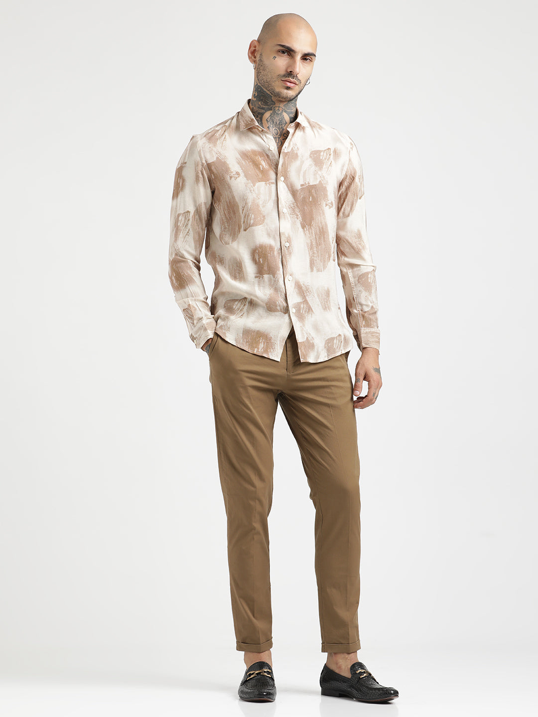 Slim Fit Nylon Shirt Cream
