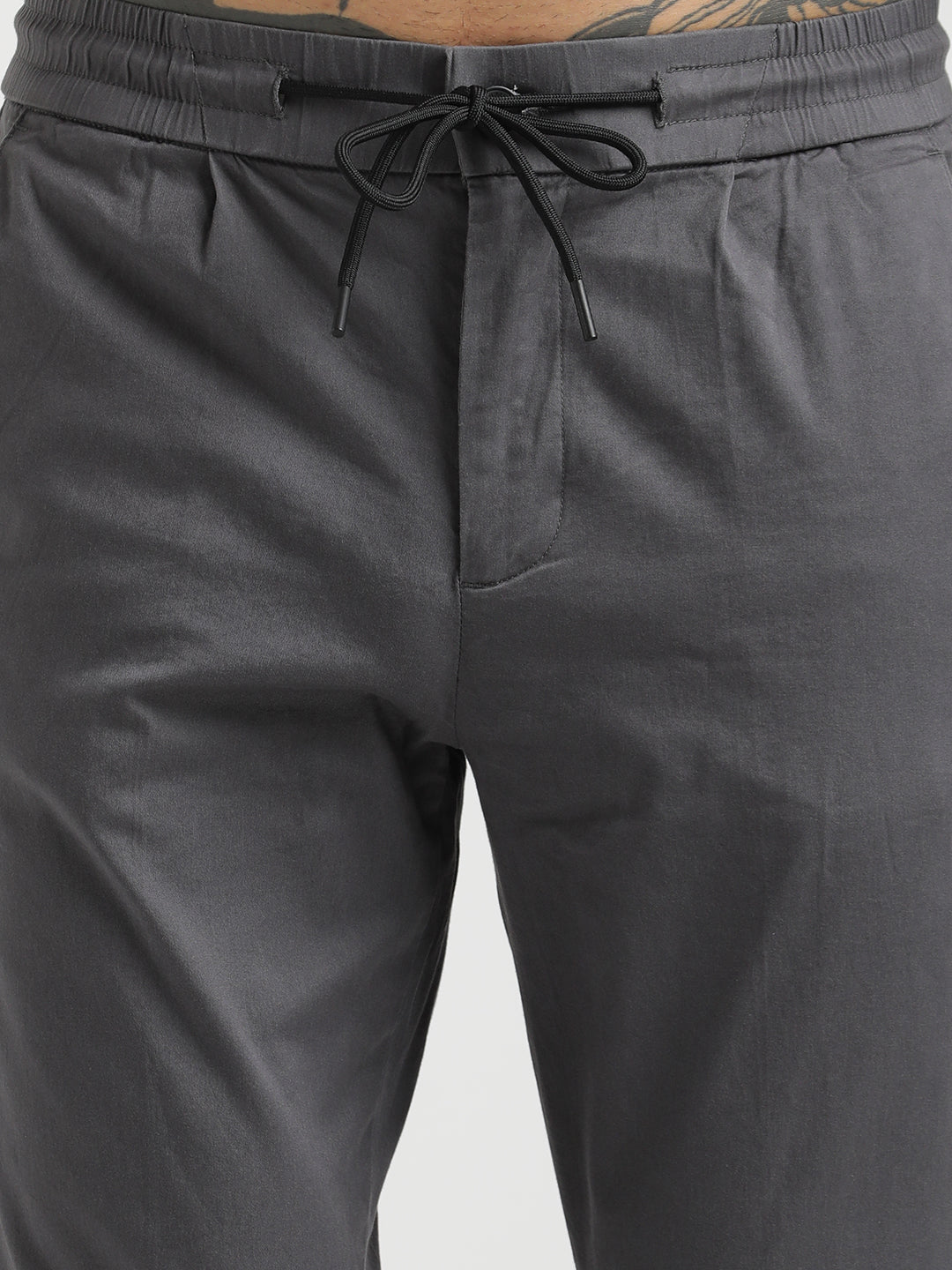 Cotton Drawstring Trousers with Pockets Grey