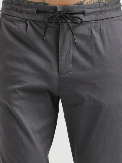 Cotton Drawstring Trousers with Pockets Grey